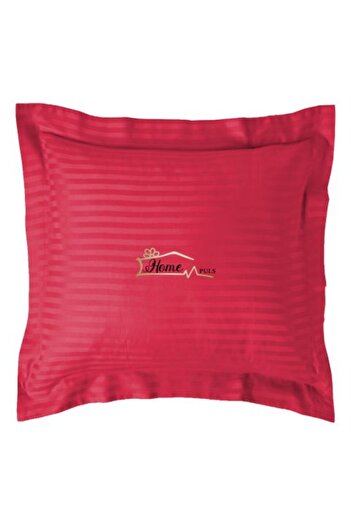 HomePuls Pillowcase Polycotton Damask Stripe 1 cm, 70 x 70 cm with 3.5 cm Border Hem, Persian Red