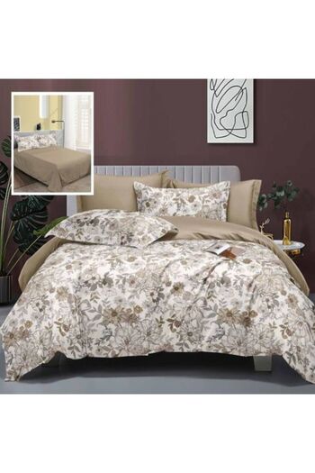 Ralex Double Bed Linen Finet Elegance 6 Pieces, Floral Print Beige, Pucioasa