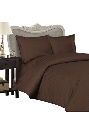 HomePuls Double bed linen set with 2 duvet covers 140 x 220 cm Damas Polycotton stripe 1 cm, bed sheet 230 x