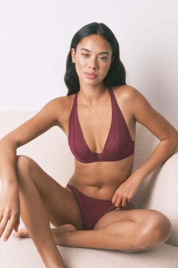 Women'secret Wine tulle halterneck bra with special fastening