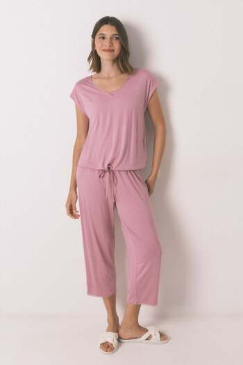 Women'secret Soft touch pink viscose Capri pyjamas