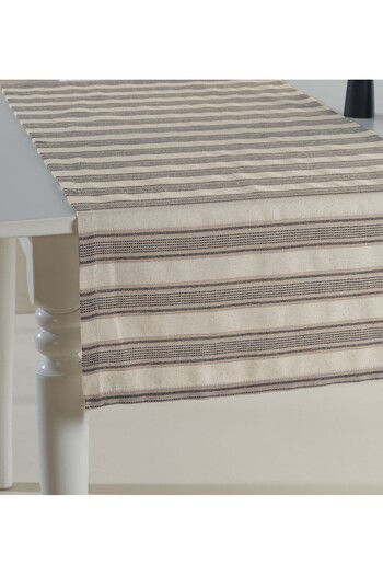 ÖDEL BULDAN Jacquard Buldan Linen Runner-Black&Brown