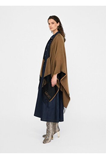 Liu Jo Women's Color Gradient Woven Fabric Brown Poncho 2f5031t0300-00070