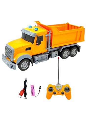 Toybox RC Dump Truck Toy for Kids, 6 Channel Remote Control Dump Truck with LED Lights, RC Construction Tru