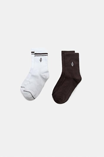 Stradivarius 2-pack of striped and embroidered socks
