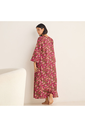 FAV Paisley Print Kaftan Night Dress with V-neck