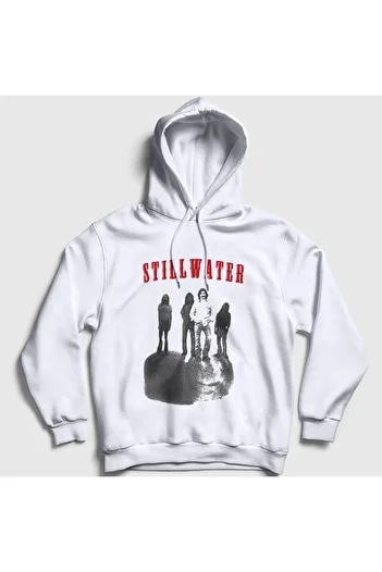 Presmono Unisex Λευκή Μπάντα Poster Stillwater Φούτερ με Κουκούλα 558047tt