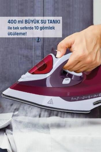 Clevora New Generation Red Steam Iron 2200 Watt High Steam Power with Ceramic Soleplate
