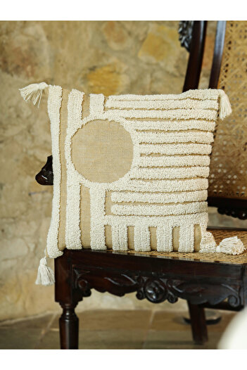 Sanskrutihomes By Styli Tassel Detail Cotton Cushion Cover - 45x45cm