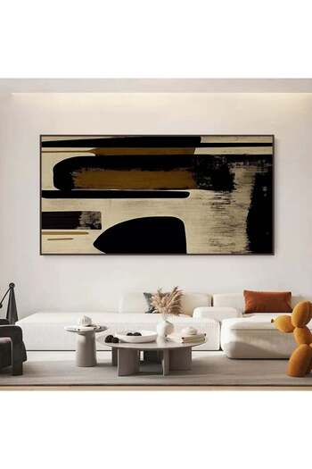 4gdran Modern Bohemian Art Canvas Painting with Hollow Champagne Frame