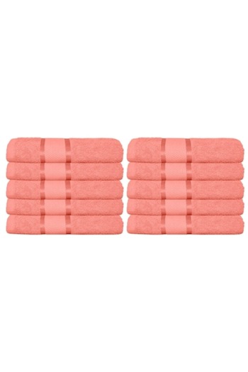 OEM Set 10 Face Towels, Cotton, Solid Color, 400g/m², 50x90cm, Coral