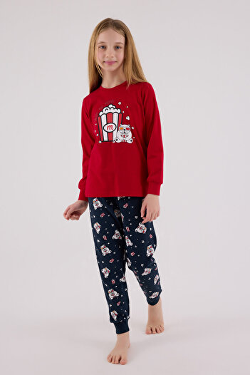Rolypoly Kız Çocuk Kırmızı Pijama Takımı