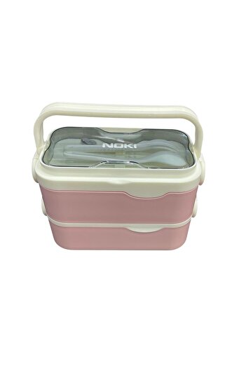 Noki Stainless Steel Nutrition Food Container Double Layer Rectangular 1350 ml