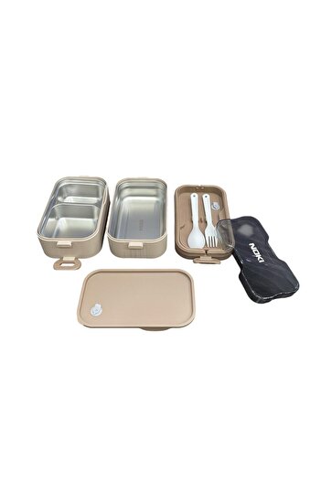 Noki Stainless Steel Nutrition Food Container Double Layer Rectangular 1350 ml