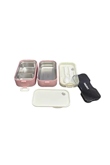 Noki Stainless Steel Nutrition Food Container Double Layer Rectangular 1350 ml