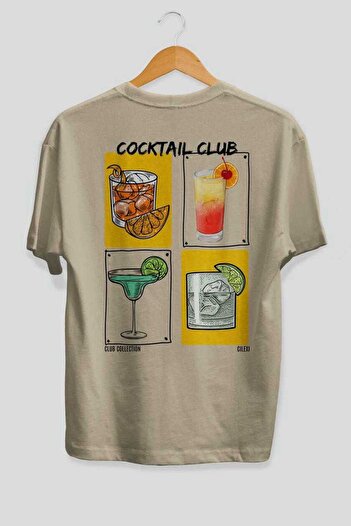 Ankhises Cocktail Club Back Printed Oversize T-shirt Ανδρικό Γυναικείο 100% βαμβακερό μπλουζάκι με λαιμόκοψη