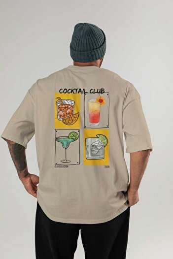 Ankhises Cocktail Club Back Printed Oversize T-shirt Ανδρικό Γυναικείο 100% βαμβακερό μπλουζάκι με λαιμόκοψη