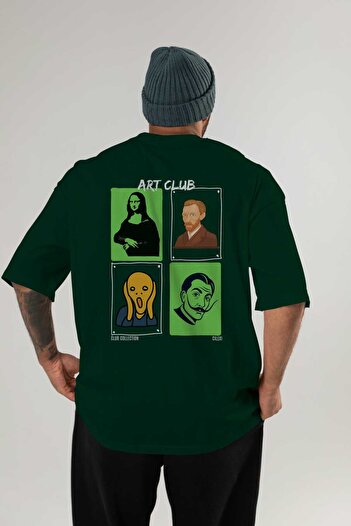 Ankhises Art Club Back Printed Oversize T-Shirt Men Women 100% Cotton Crew Neck T-Shirt