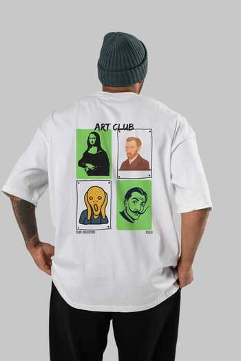 Ankhises Art Club Back Printed Oversize T-Shirt Men Women 100% Cotton Crew Neck T-Shirt