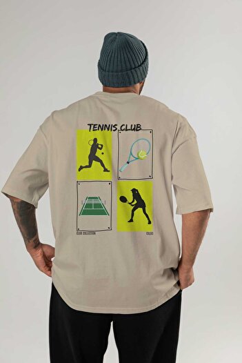 Ankhises Tennis Club Back Printed Oversize T-shirt Ανδρικό Γυναικείο 100% βαμβακερό μπλουζάκι με λαιμόκοψη