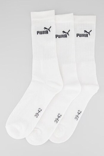 Puma , Set of long unisex socks with logo - 3 pairs, Optic white, size 43-46