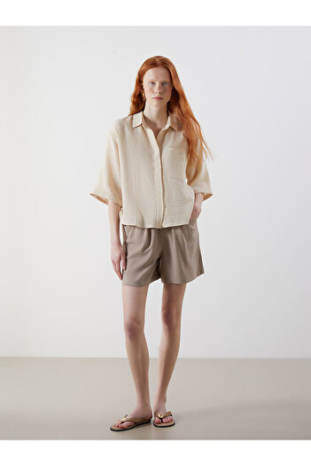 LC Waikiki Elastic Waist Linen Blended Women's Shorts