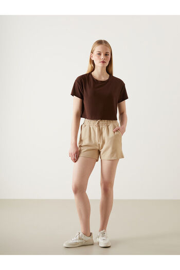 LC Waikiki Beige Elastic Waist Women's Shorts