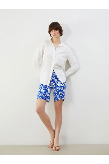 LC Waikiki Blue Patterned Women's Shorts with Elastic Waist