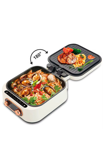 Tradeo 3-in-1 Electric Hot Pot Grill, 1800W Multi-Function Cooker with Non-stick Coating, Double Pan Design