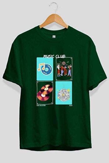 Ankhises Music Club μπροστινό εμπριμέ μπλουζάκι Oversize Ανδρικό Γυναικείο 100% βαμβακερό μπλουζάκι με λαιμόκοψη