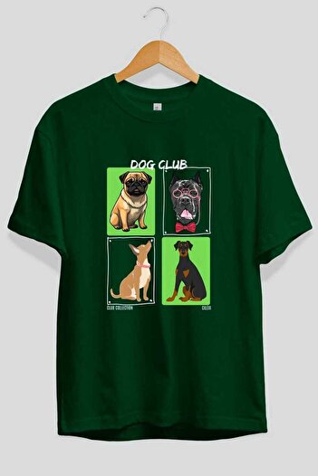 Ankhises Dog Club μπροστινό εμπριμέ μπλουζάκι Oversize Ανδρικό Γυναικείο 100% βαμβακερό μπλουζάκι με λαιμόκοψη