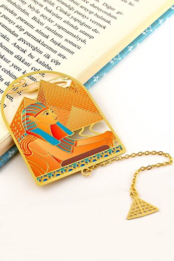 Solfera Sphinx Pyramid Ancient Egypt Bookmark Metal Bookmark Bookmark with Chain Ay054