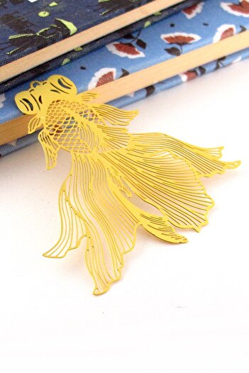 Solfera Goldfish Luck Fish Bookmark Metal Bookmark Bookmark with Chain Ay058