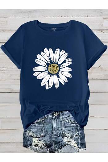 Let's Wear Μπλουζάκι με μπροστινή εκτύπωση Daisy για γυναίκες