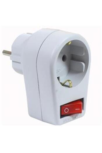 Almera Grounded Male White Plug with Switch