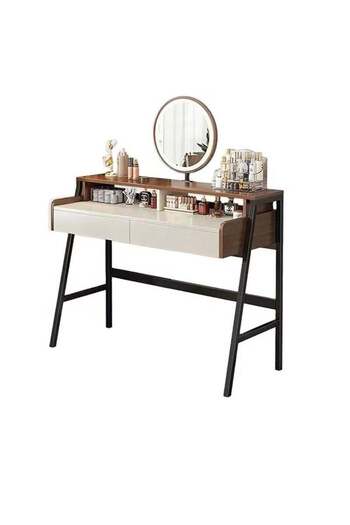 AGD Simple and Modern Bedroom Dressing Table with Mirror and Lighting, Stable Metal Legs, Makeup Table 1