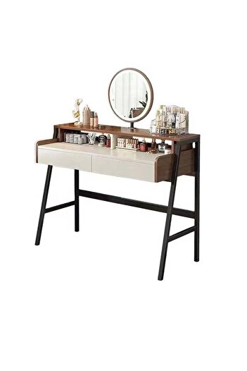 AGD Luxury Modern Bedroom Vanity with Lighting, Storage Shelves and Drawers, Durable Metal Frame, and Mi