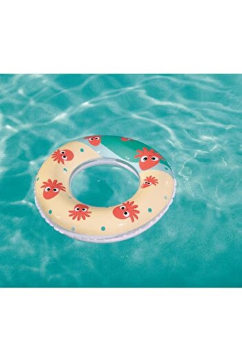 BESTWAY Color Blast 61cm Kids’ Swim Ring with Grab Rope & Repair Patch – Fun Outdoor Water Toy