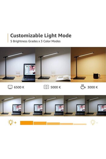LEPRO Lampa de birou LED PR310002 control Touch, 3 moduri, 9W, 750 Lumeni, Negru