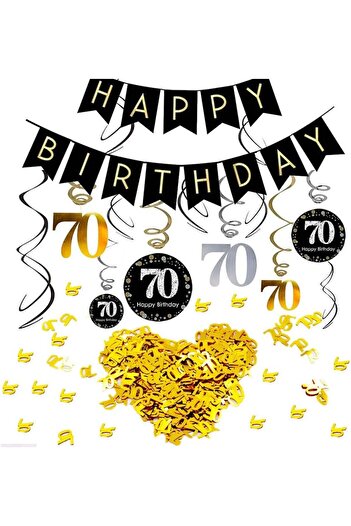 INTVN 70th birthday set, PVC, gold/black, 13 pieces