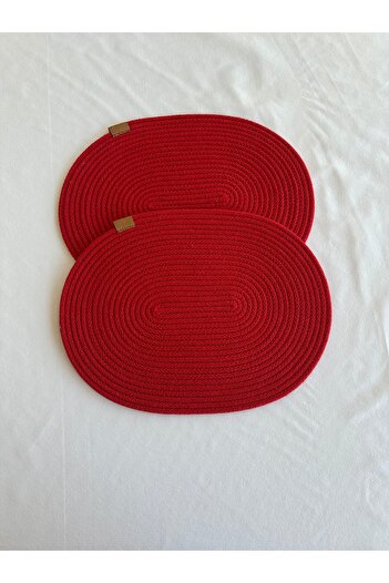 HHKARTS Jute Placemat, Table Decor Supla Oval Red 30X40 8Pcs