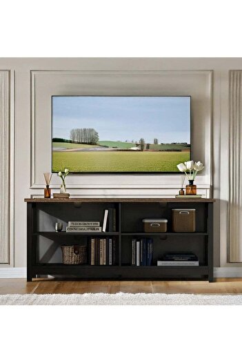 AGD TV Stand Up To 55 Inch, Media Entertainment Center Table, TV Stand with Open Shelves for Living Room