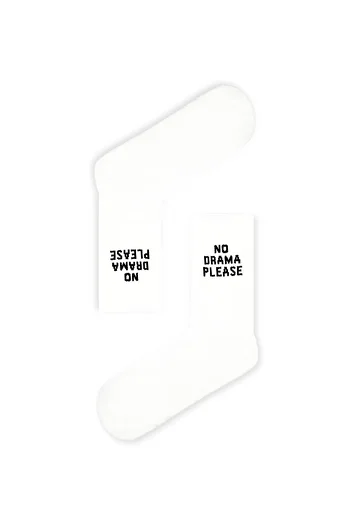 CARNAVAL SOCKS No Drama Please Written Unisex White Tennis Sports Socks