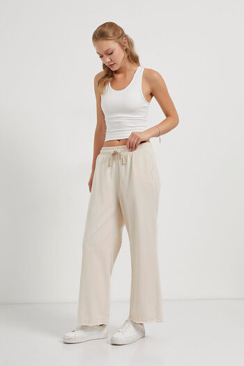 Arma Life Wide Leg Gabardine Trousers with Tassels