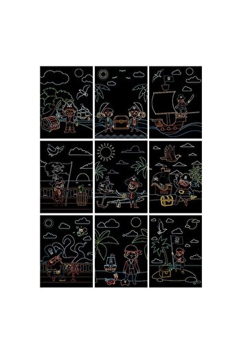 Flippy Set of 9 Flippy Scratch ArtCards, +3 Years, Scratch and Color, Pirates Pattern, Multi