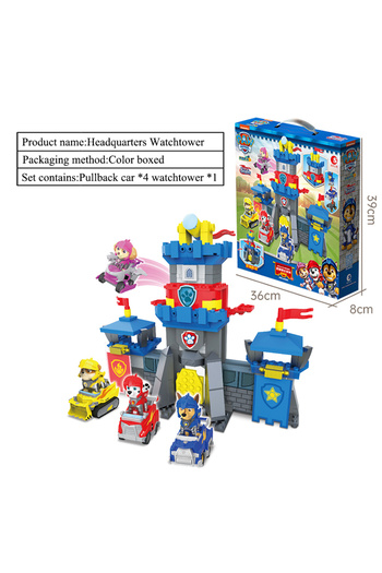 Choice1 Original box Paw Patrol Building Blocks Toys Rescue Knight Series Pullback Car Watchtower Rescue Bas