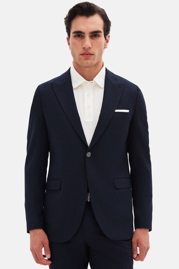 Twn Slim Fit Navy Blue Dobby Suit