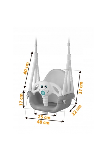 Ricokids Convertible 3in1 garden swing for children Elephant Grey/White indoor/outdoor use