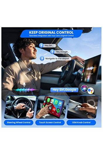TERRION محول لاسلكي CarlinKit Mini Ultra 2 في 1 - Android Auto وCarPlay، USB-C/A، التوصيل والتشغيل، تأخير منخفض