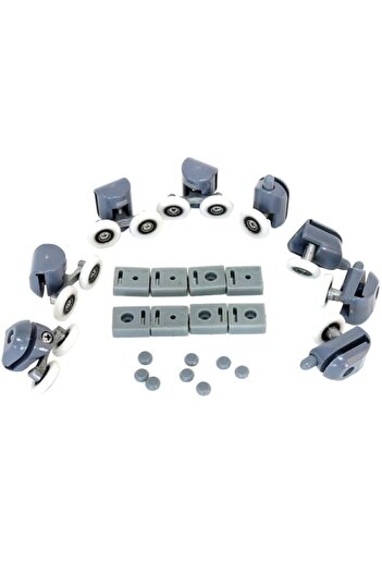 dalip Set 8 rollers for shower cabin door, mounting accessories included, plastic, Gray